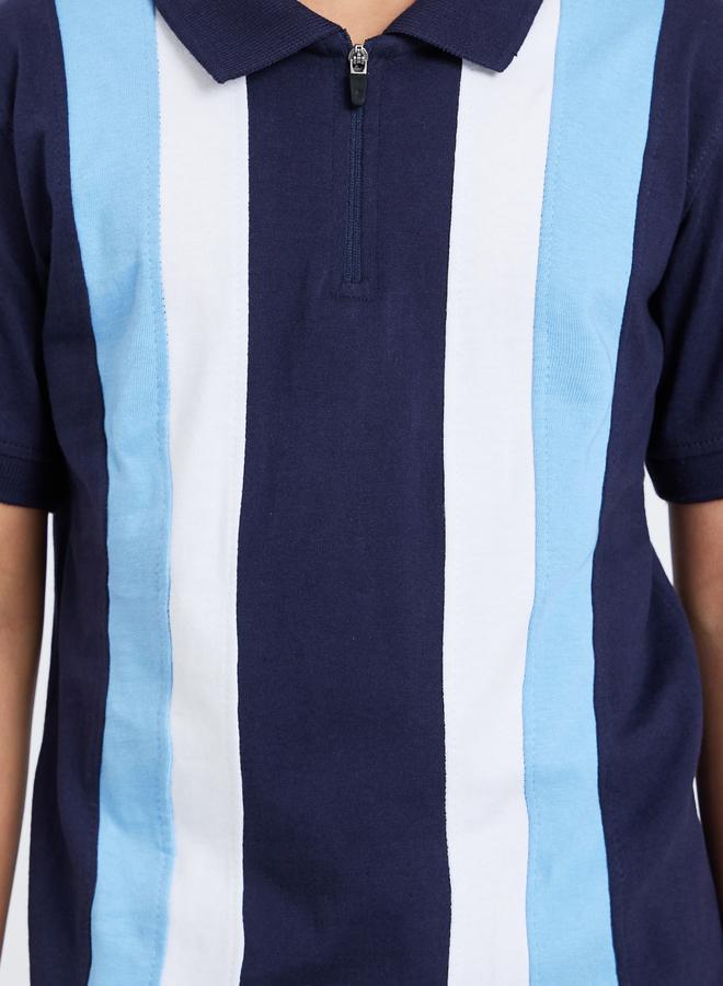 Styli Boys Navy Color Block Polo T-Shirt and Shorts Set - Image 4